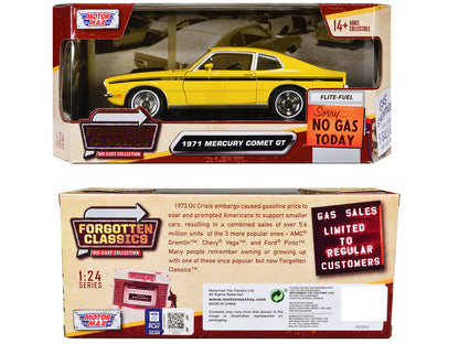 1971 Mercury Comet GT Yellow with Black Stripes "Forgotten Classics" Series 1/24 Diecast Model Car by Motormax