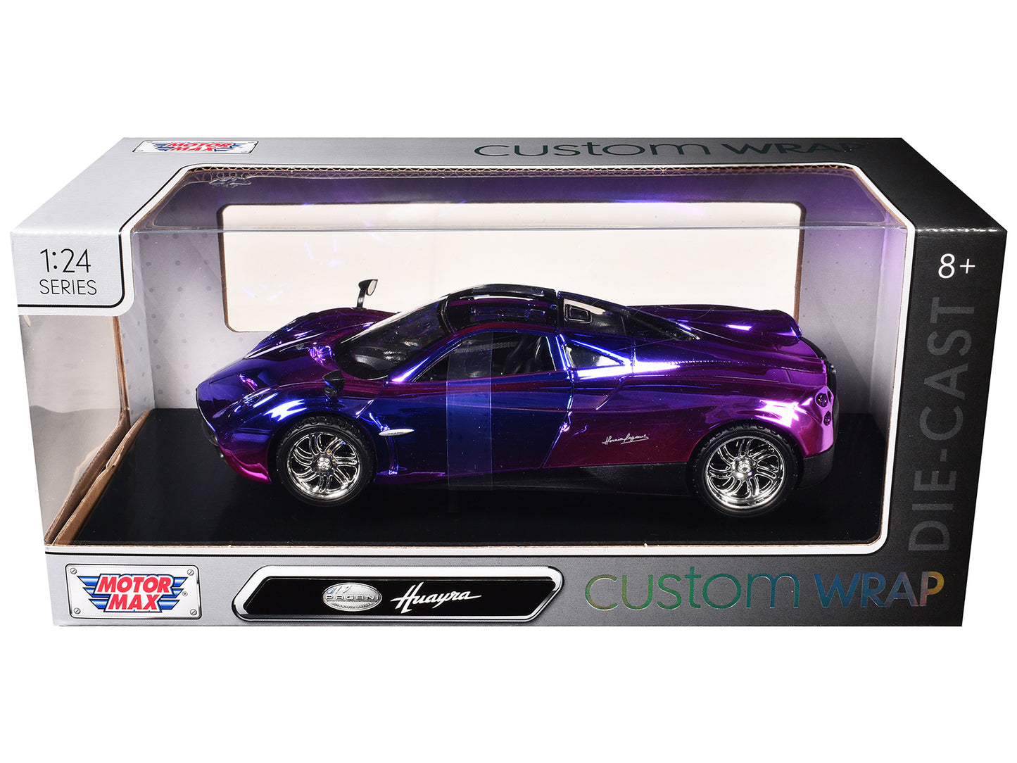 Pagani Huayra Pink and Purple Chrome "Custom Wrap" Series 1/24 Diecast Model Car by Motormax-DiecastModeler.com