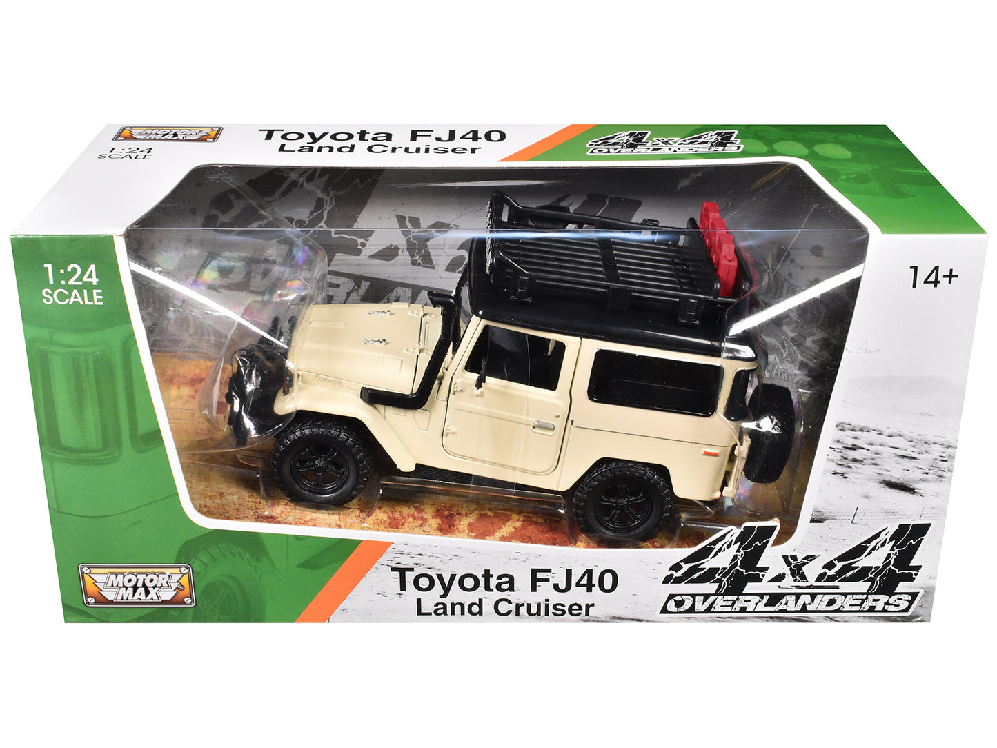 Toyota FJ40 Land Cruiser Beige "4x4 Overlanders" Series 1/24 Diecast Model Car by Motormax-DiecastModeler.com