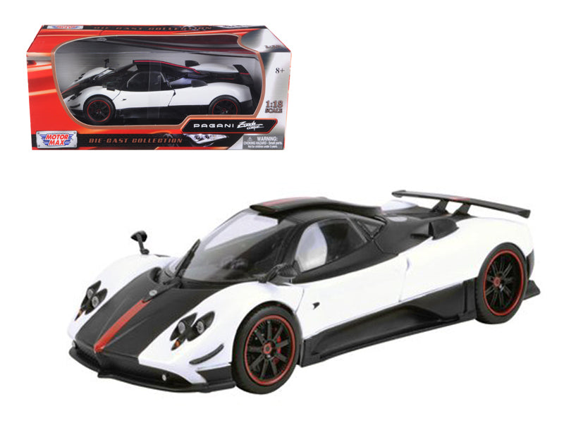 Pagani Zonda 5 Cinque White and Black 1/18 Diecast Model Car by Motormax-DiecastModeler.com