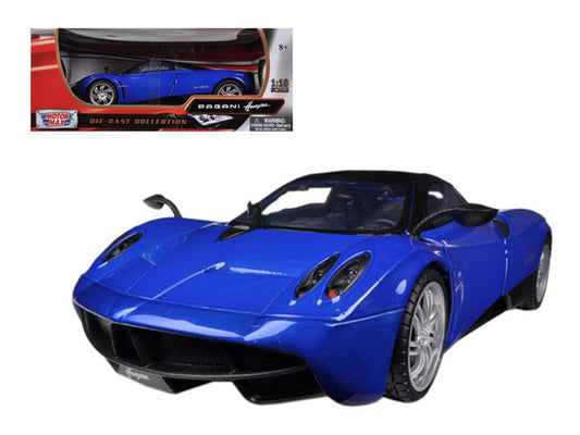Pagani Huayra Blue with Black Top 1/18 Diecast Model Car by Motormax-DiecastModeler.com