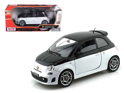 Fiat Abarth 500 White and Black 1/18 Diecast Model Car by Motormax