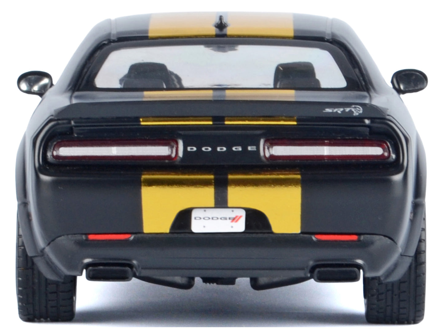 2018 Dodge Challenger SRT Hellcat Widebody Matt Black with Gold Stripes and Graphics "Midnight Eclipse" Series 1/24 Diecast Model Car by Motormax