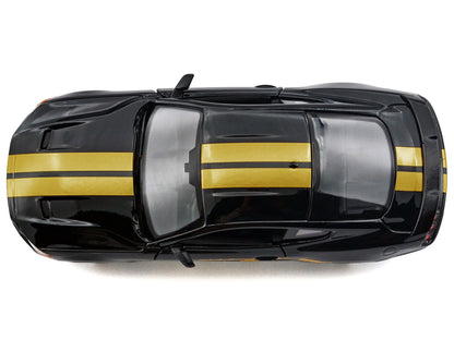 2018 Ford Mustang GT 5.0 Black with Gold Stripes and Graphics "Midnight Eclipse" Series 1/24 Diecast Model Car by Motormax