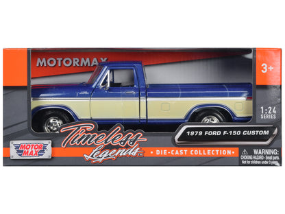 1979 Ford F-150 Pickup Truck 2 Tone Blue/Cream 1/24 Diecast Model Car by Motormax