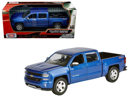 2017 Chevrolet Silverado 1500 LT Z71 Crew Cab Pickup Truck Blue 1/27 Diecast Model Car by Motormax-DiecastModeler.com