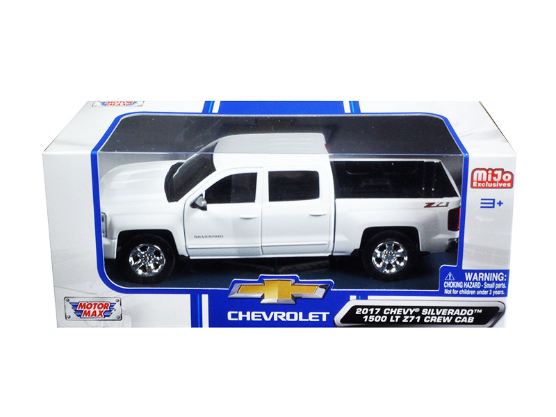 2017 Chevrolet Silverado 1500 LT Z71 Crew Cab Pickup Truck White 1/27 Diecast Model Car by Motormax-DiecastModeler.com