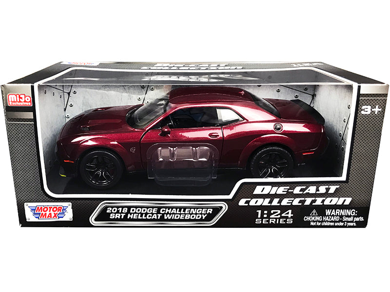 2018 Dodge Challenger SRT Hellcat Widebody Burgundy Metallic "Die-Cast Collection" Series 1/24 Diecast Model Car by Motormax-DiecastModeler.com