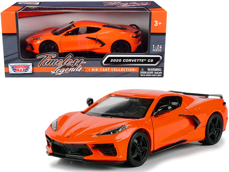 2020 Chevrolet Corvette C8 Stingray Orange "Timeless Legends" 1/24 Diecast Model Car by Motormax-DiecastModeler.com
