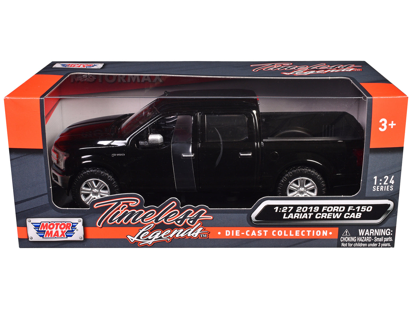 2019 Ford F-150 Lariat Crew Cab Pickup Truck Black 1/27 Diecast Model Car by Motormax