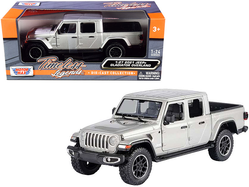 2021 Jeep Gladiator Overland (Closed Top) Pickup Truck Silver Metallic 1/24-1/27 Diecast Model Car by Motormax-DiecastModeler.com