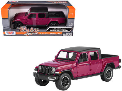 2021 Jeep Gladiator Overland Pickup Truck Purple with Matt Black Top 1/24 Diecast Model Car by Motormax-DiecastModeler.com
