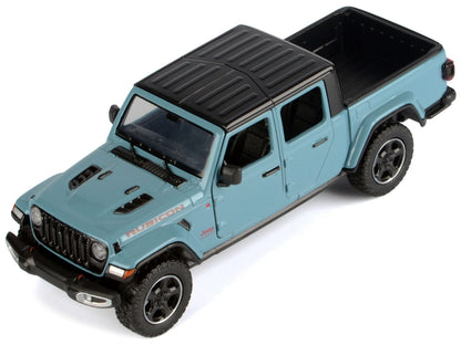 2021 Jeep Gladiator Rubicon (Closed Top) Pickup Truck Blue with Black Top 1/27 Diecast Model Car by Motormax-DiecastModeler.com