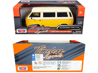 Volkswagen Type 2 (T3) Van Yellow and Beige "Timeless Legends" Series 1/24 Diecast Model Car by Motormax