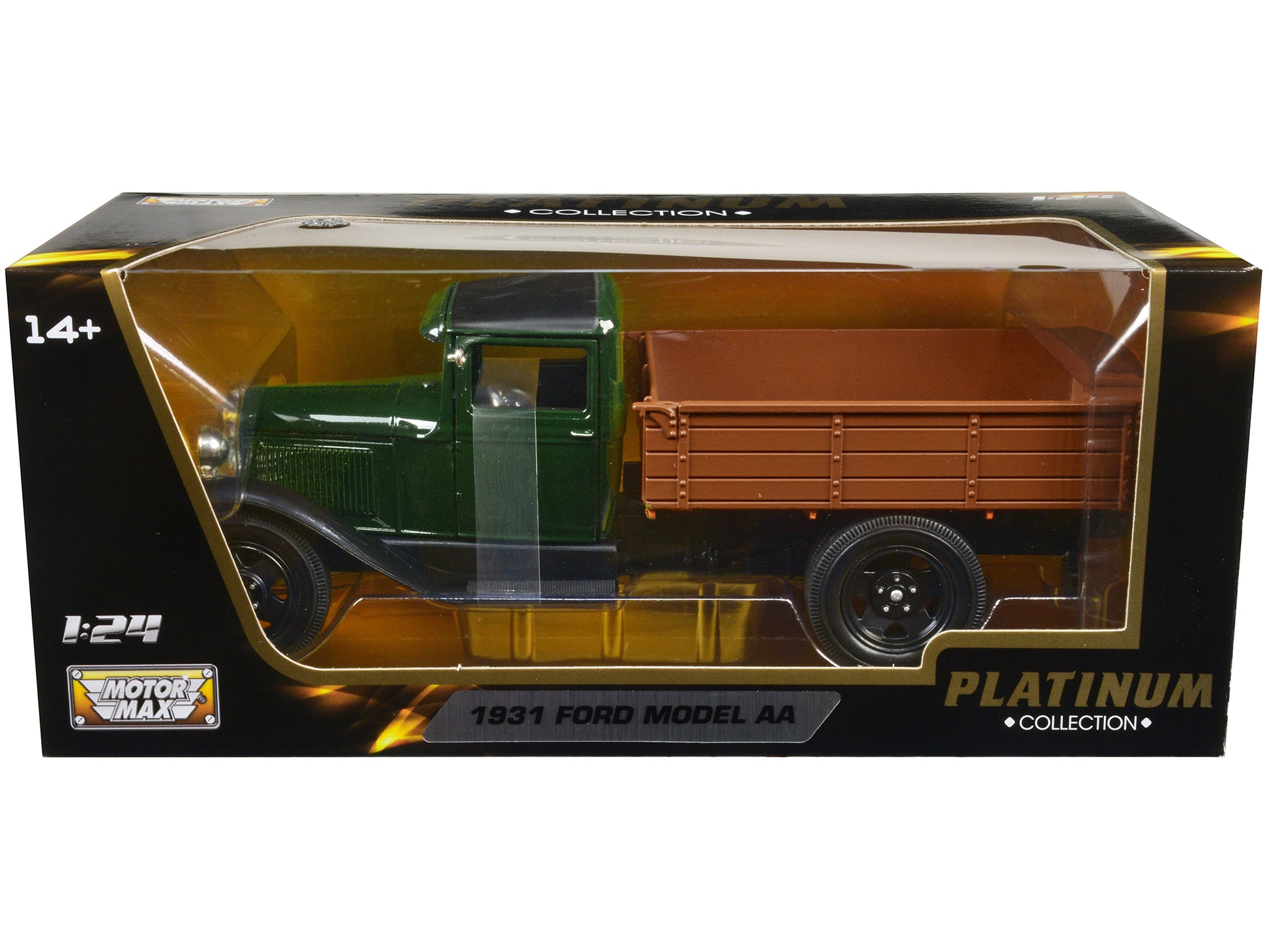 1931 Ford Model AA Pickup Truck Dark Green and Black "Platinum Collection" Series 1/24 Diecast Model Car by Motormax-DiecastModeler.com