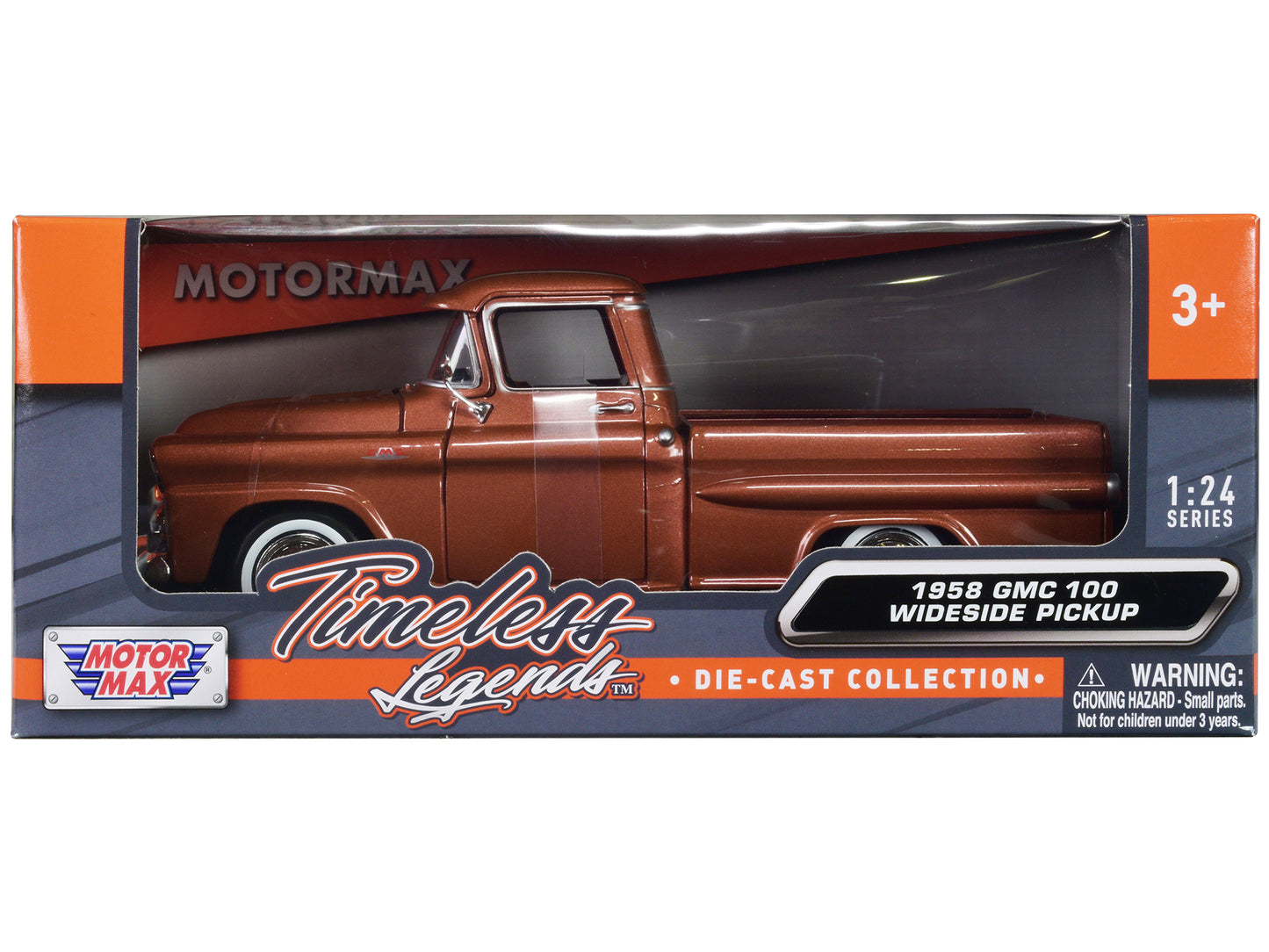 1958 GMC 100 Wideside Pickup Truck Brown Metallic "Timeless Legends" Series 1/24 Diecast Model Car by Motormax-DiecastModeler.com