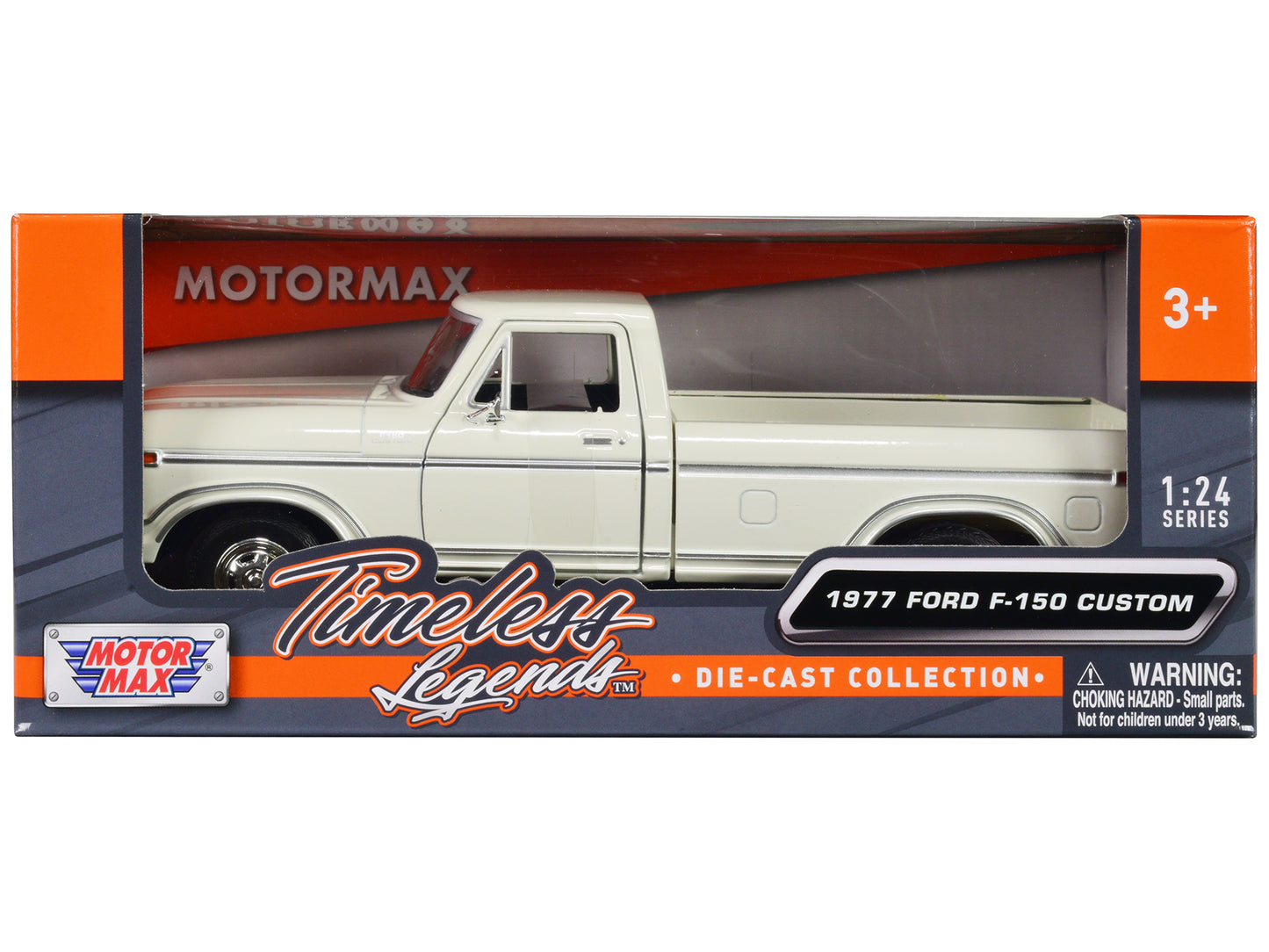 1977 Ford F-150 Custom Pickup Truck White "Timeless Legends" Series 1/24 Diecast Model Car by Motormax-DiecastModeler.com