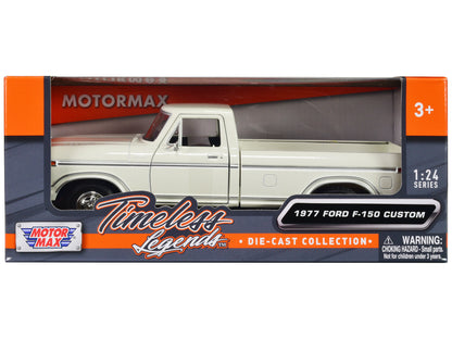 1977 Ford F-150 Custom Pickup Truck White "Timeless Legends" Series 1/24 Diecast Model Car by Motormax-DiecastModeler.com