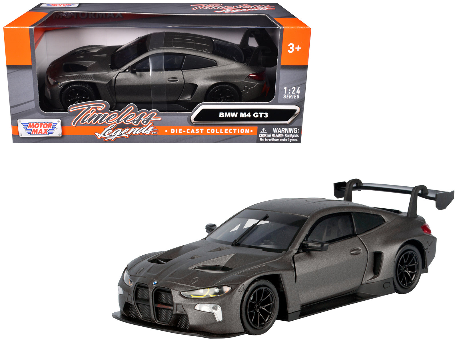 BMW M4 GT3 Matt Black "Timeless Legends" Series 1/24 Diecast Model Car by Motormax-DiecastModeler.com