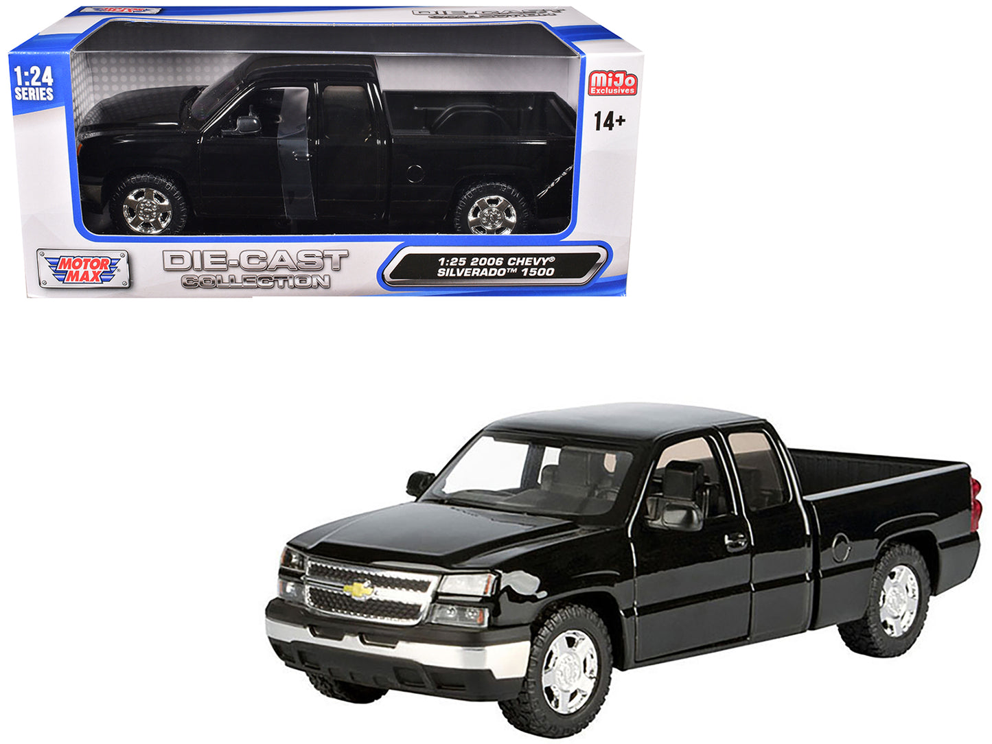 2006 Chevrolet Silverado 1500 Pickup Truck Black "Die-Cast Collection" Series 1/25 Diecast Model Car by Motormax-DiecastModeler.com