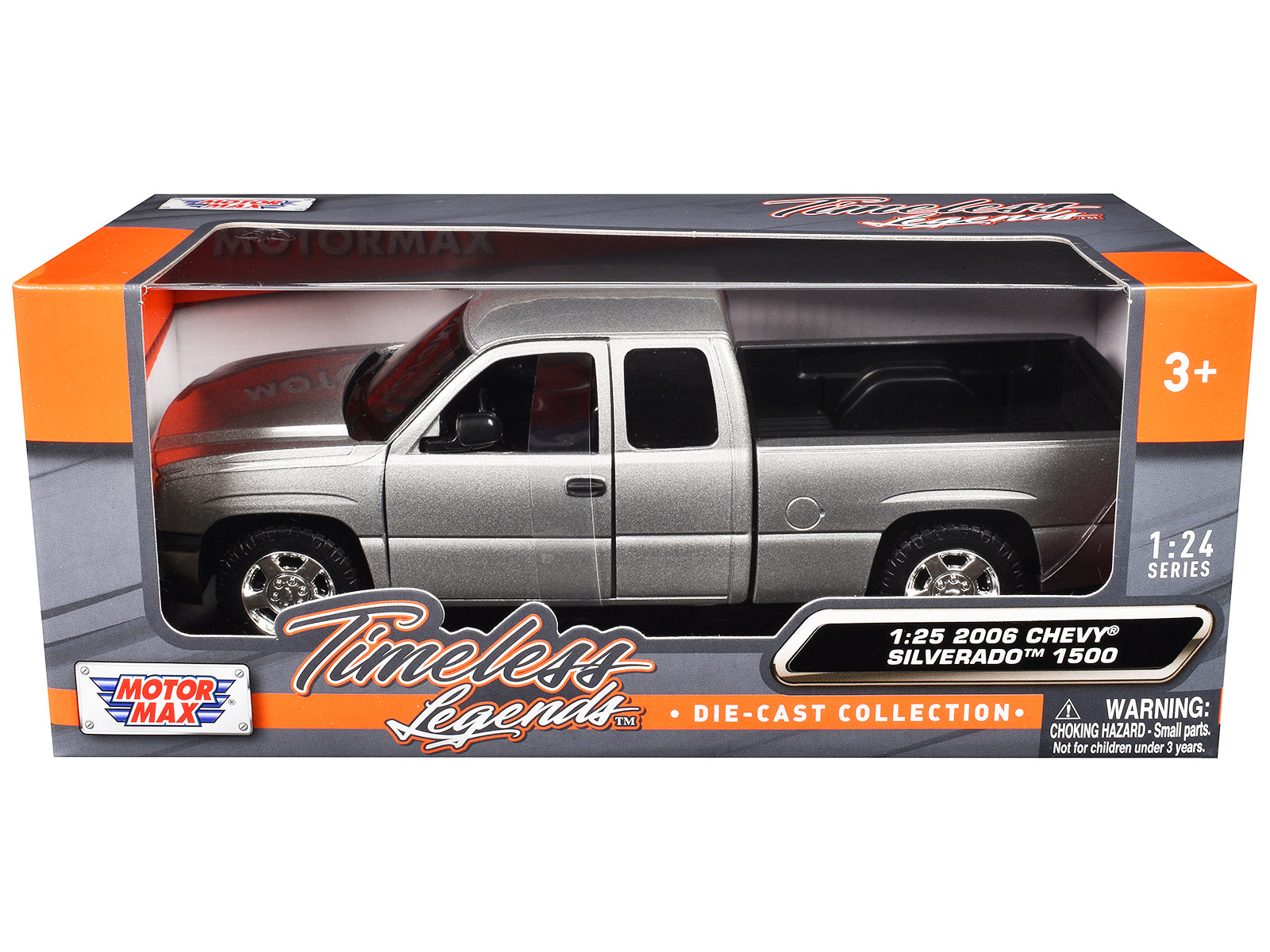 2006 Chevrolet Silverado 1500 Pickup Truck Gray Metallic "Timeless Legends" Series 1/25 Diecast Model Car by Motormax-DiecastModeler.com