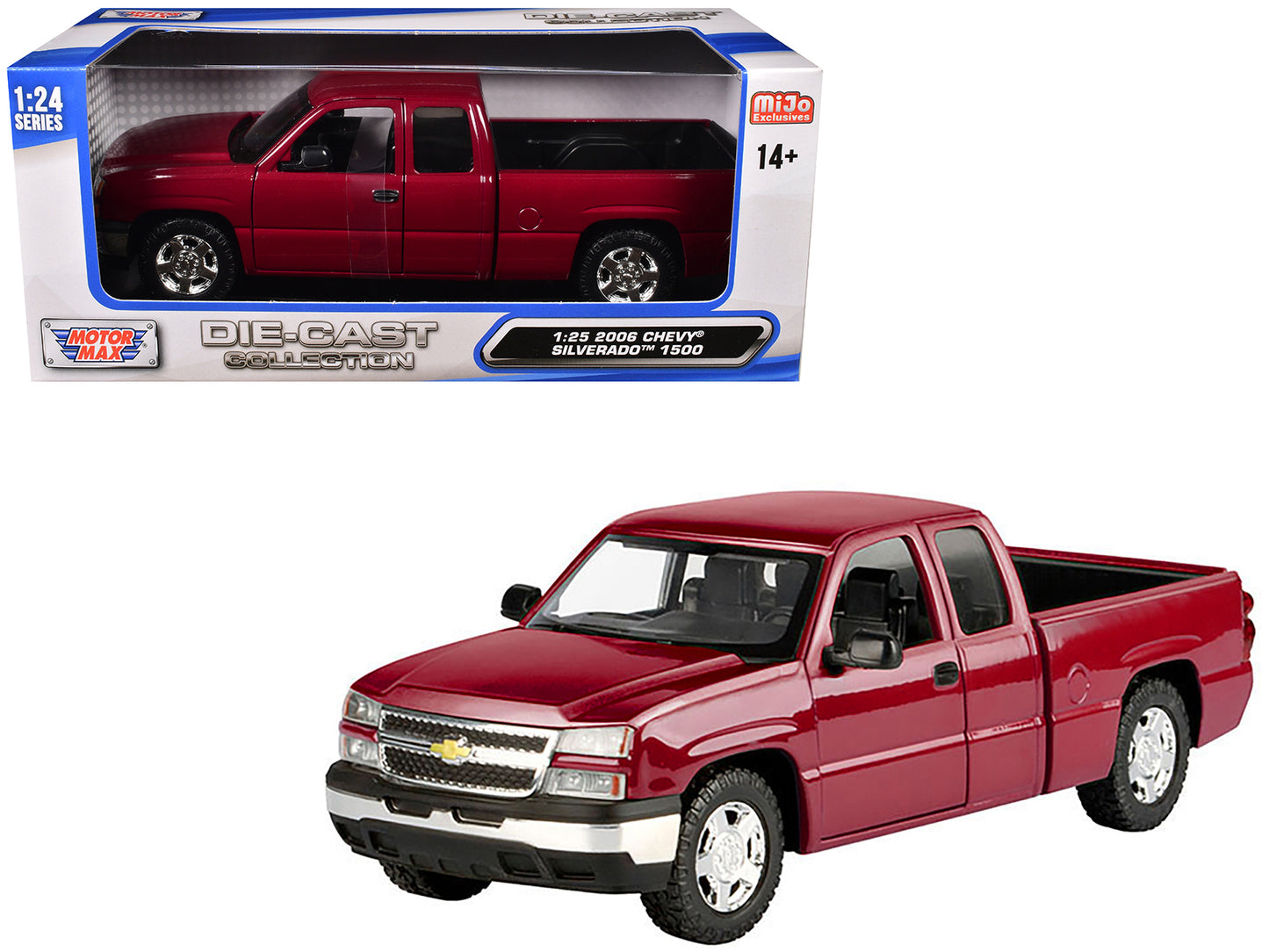 2006 Chevrolet Silverado 1500 Pickup Truck Red Metallic "Die-Cast Collection" Series 1/25 Diecast Model Car by Motormax-DiecastModeler.com