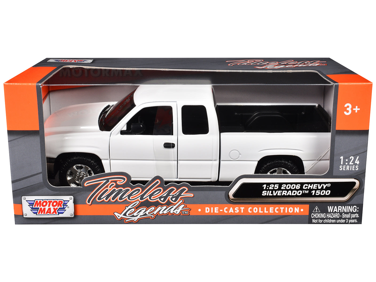 2006 Chevrolet Silverado 1500 Pickup Truck White "Timeless Legends" Series 1/25 Diecast Model Car by Motormax-DiecastModeler.com