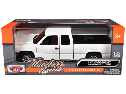 2006 Chevrolet Silverado 1500 Pickup Truck White "Timeless Legends" Series 1/25 Diecast Model Car by Motormax-DiecastModeler.com