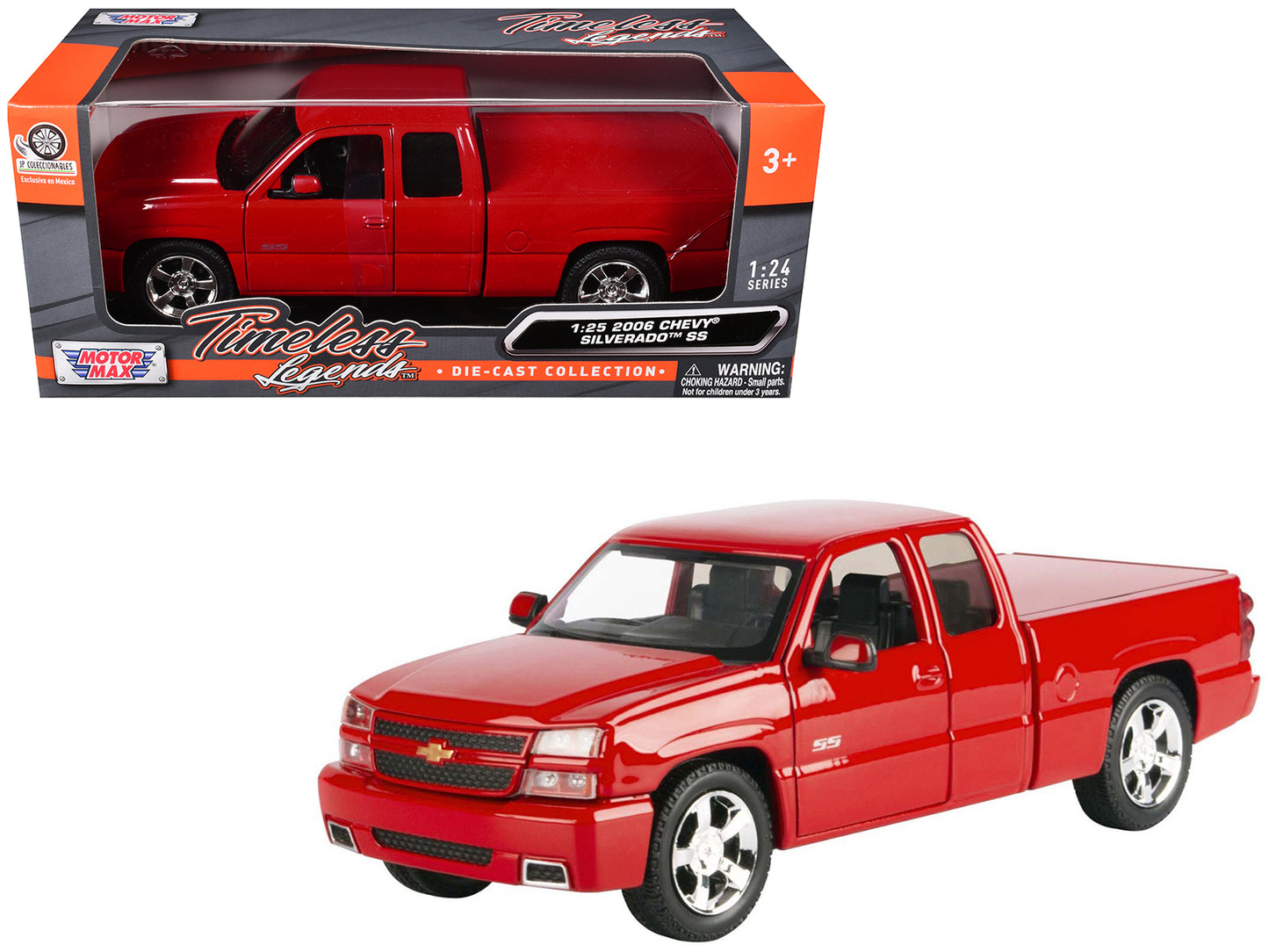 2006 Chevrolet Silverado SS Pickup Truck Red "Timeless Legends" Series 1/25 Diecast Model Car by Motormax-DiecastModeler.com