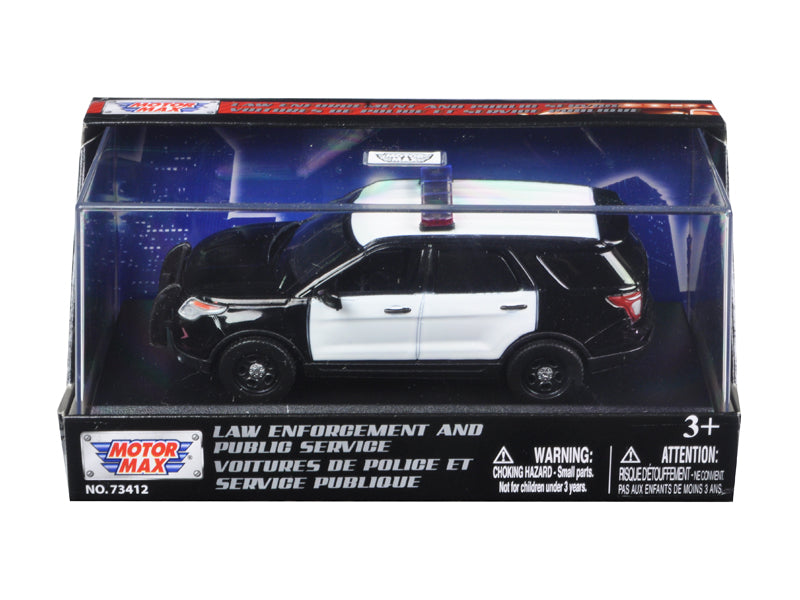 2015 Ford Police Interceptor Utility Plain Black and White 1/43 Diecast Model Car by Motormax-DiecastModeler.com