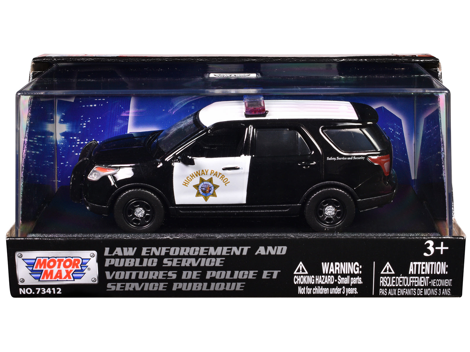 2015 Ford Police Interceptor Utility "California Highway Patrol" Black and White "Law Enforcement and Public Service" Series 1/43 Diecast Model Car by Motormax-DiecastModeler.com