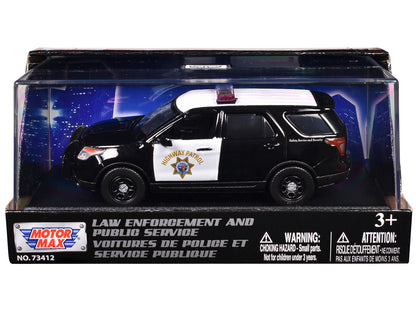 2015 Ford Police Interceptor Utility "California Highway Patrol" Black and White "Law Enforcement and Public Service" Series 1/43 Diecast Model Car by Motormax-DiecastModeler.com