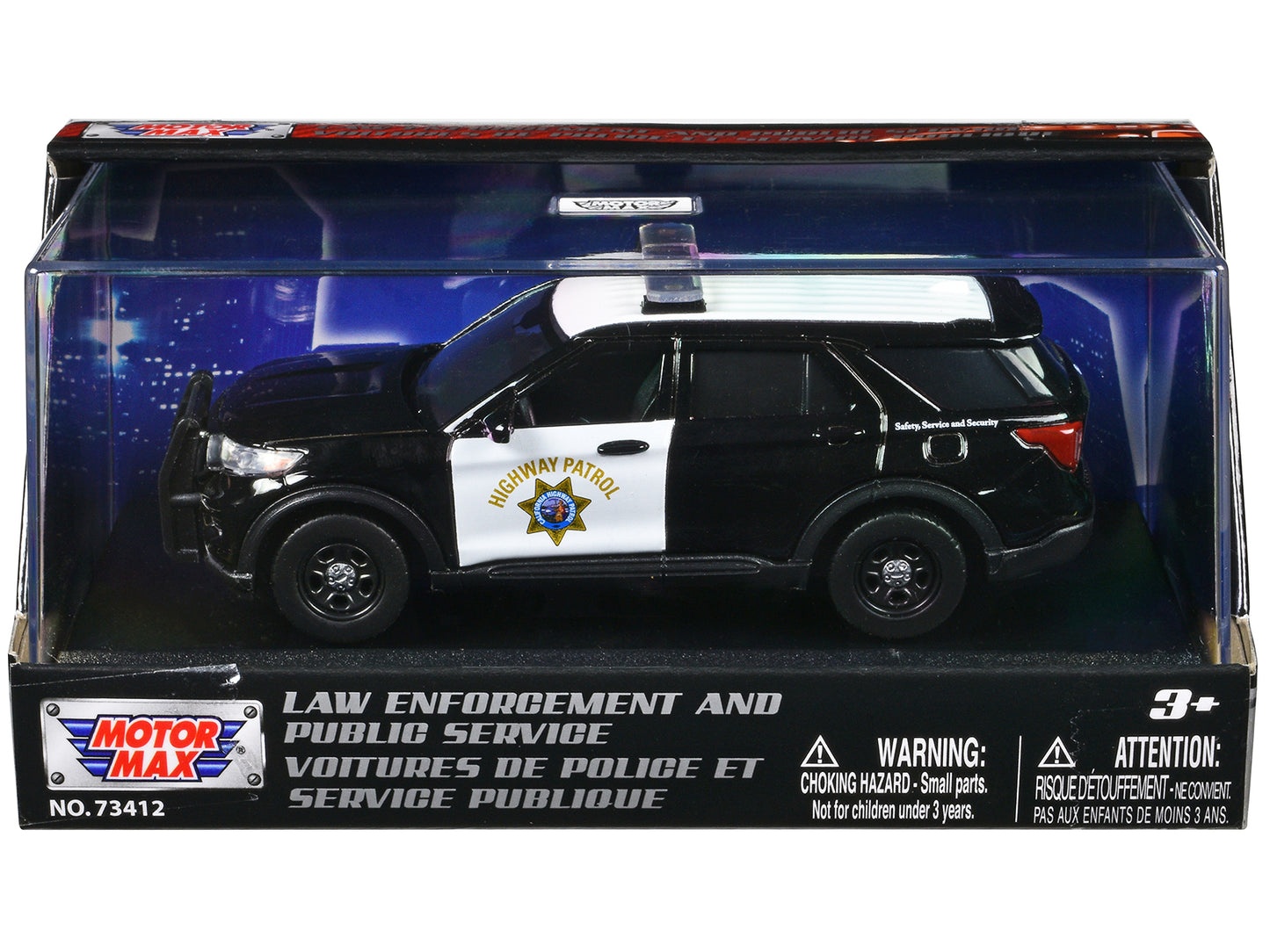 2022 Ford Police Interceptor Utility "California Highway Patrol" Black and White "Law Enforcement and Public Service" Series 1/43 Diecast Model Car by Motormax-DiecastModeler.com