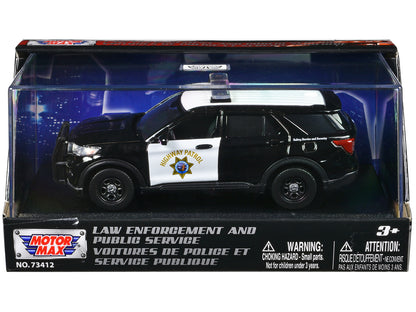 2022 Ford Police Interceptor Utility "California Highway Patrol" Black and White "Law Enforcement and Public Service" Series 1/43 Diecast Model Car by Motormax-DiecastModeler.com