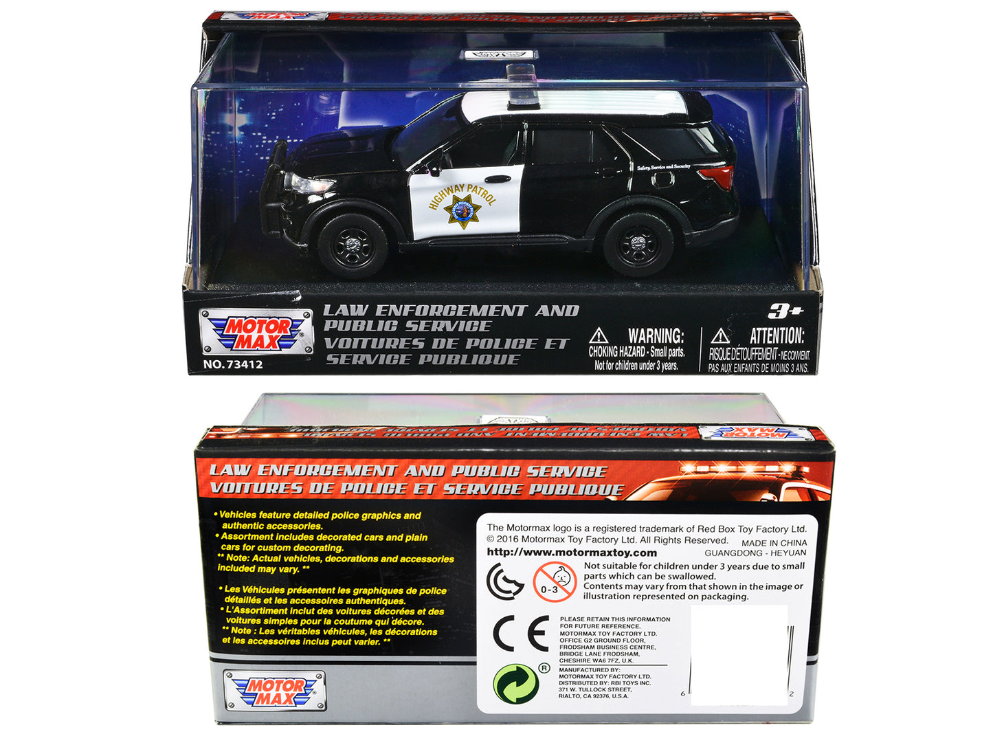 2022 Ford Police Interceptor Utility "California Highway Patrol" Black and White "Law Enforcement and Public Service" Series 1/43 Diecast Model Car by Motormax-DiecastModeler.com