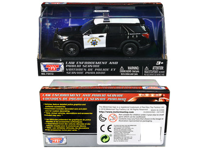 2022 Ford Police Interceptor Utility "California Highway Patrol" Black and White "Law Enforcement and Public Service" Series 1/43 Diecast Model Car by Motormax-DiecastModeler.com