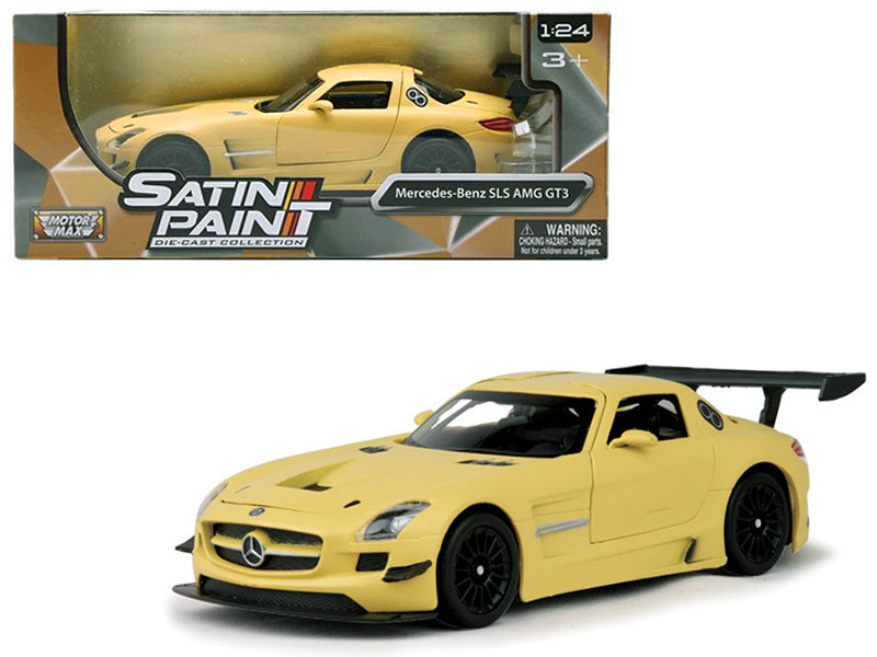 Mercedes Benz SLS AMG GT3 Matte Yellow 1/24 Diecast Model Car by Motormax-DiecastModeler.com