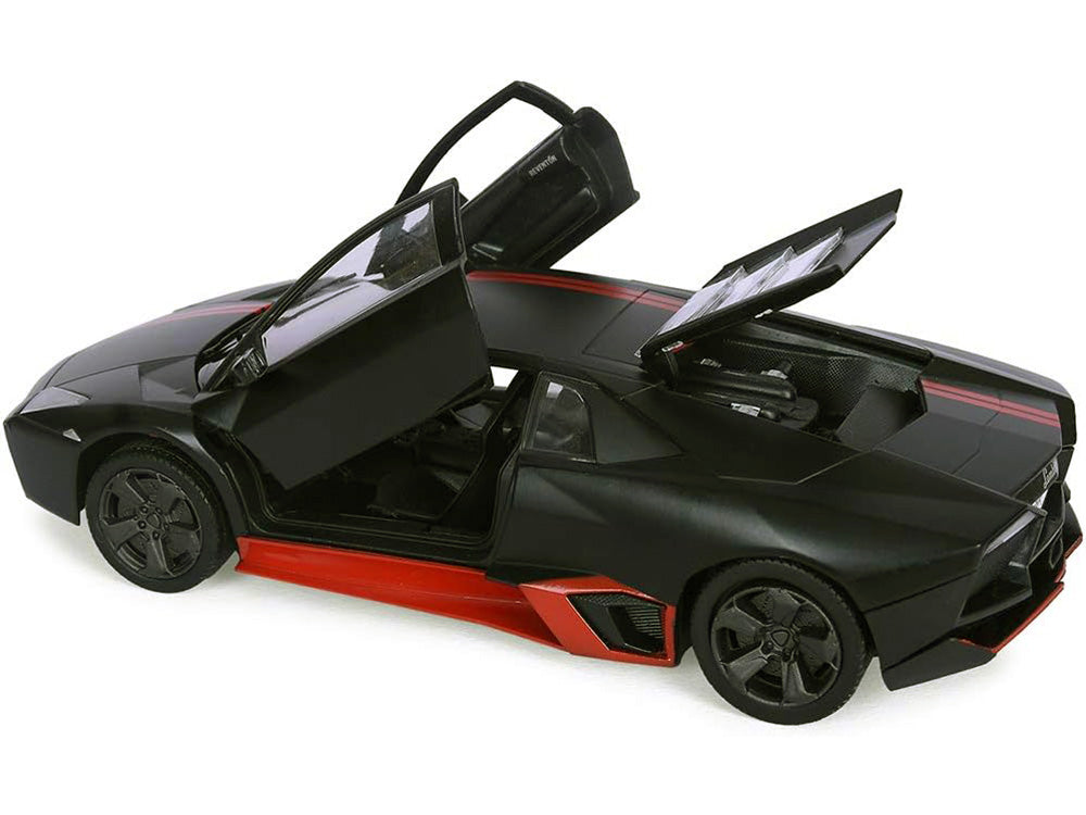 Lamborghini Reventon Matt Black with Red Stripes "Satin Paint" Series 1/24 Diecast Model Car by Motormax-DiecastModeler.com