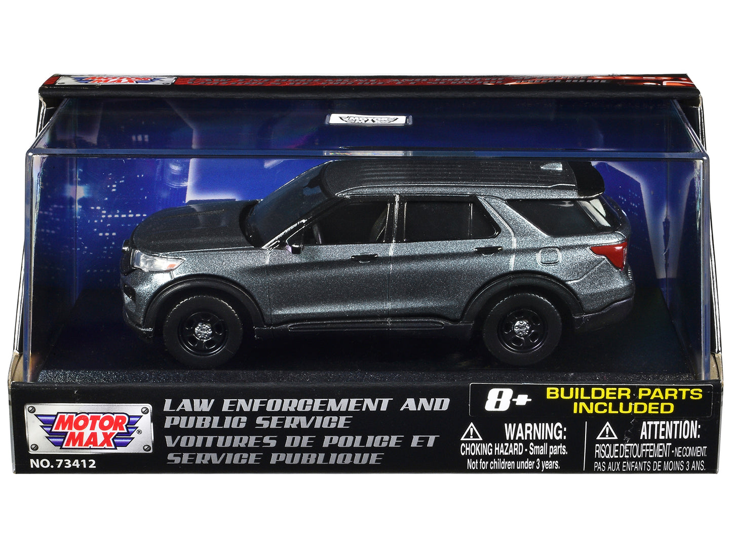 2022 Ford Police Interceptor Utility Gray Metallic Unmarked "Custom Builder's Kit" "Law Enforcement and Public Service" Series 1/43 Diecast Model Car by Motormax-DiecastModeler.com