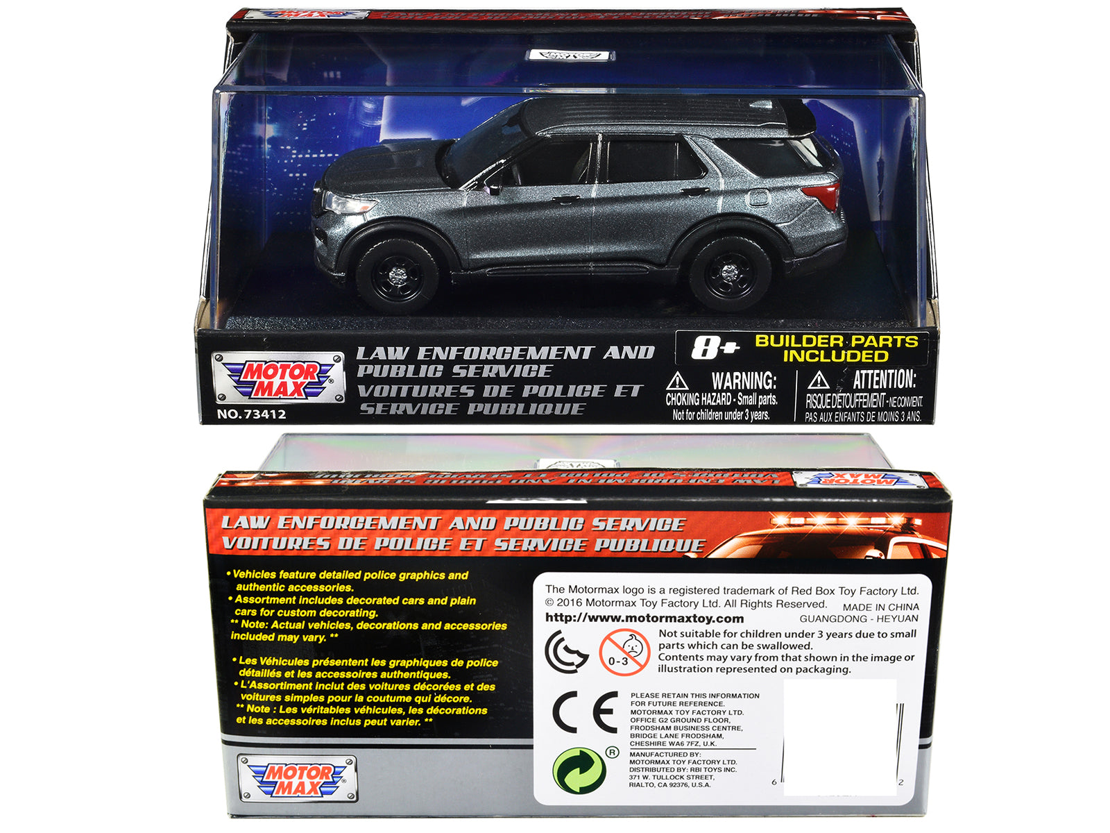 2022 Ford Police Interceptor Utility Gray Metallic Unmarked "Custom Builder's Kit" "Law Enforcement and Public Service" Series 1/43 Diecast Model Car by Motormax-DiecastModeler.com