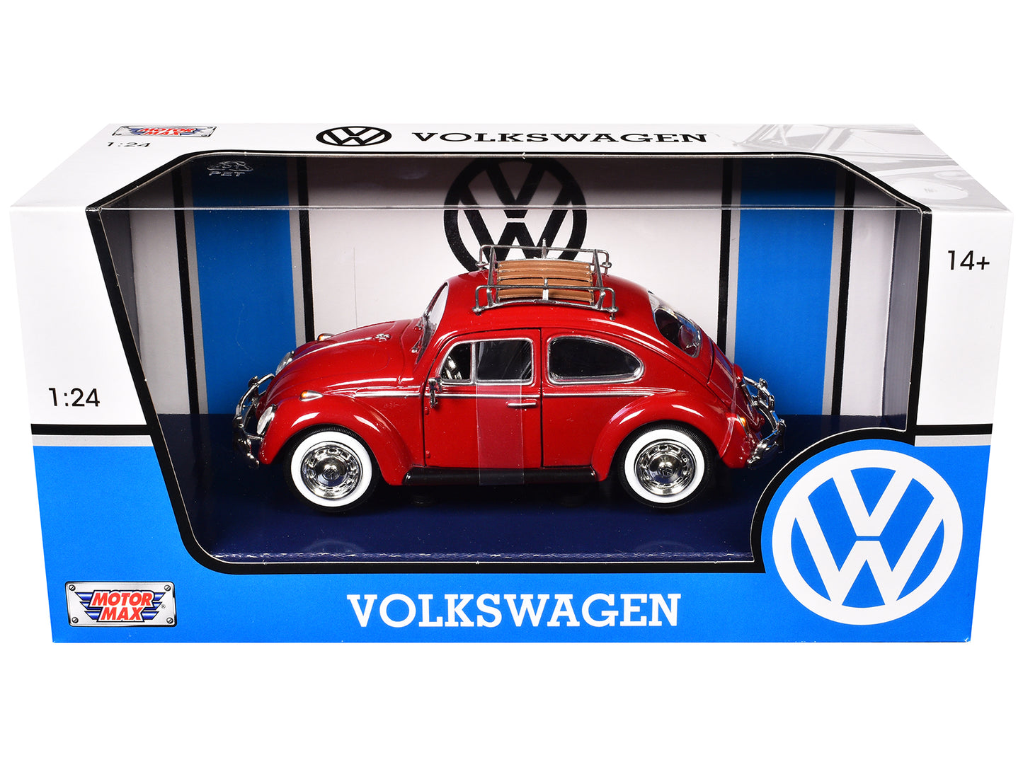 1966 Volkswagen Classic Beetle Red 1/24 Diecast Car Model by Motormax-DiecastModeler.com