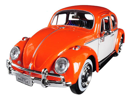 1966 Volkswagen Classic Beetle with Rear Luggage Rack Orange 1/24 Diecast Model Car by Motormax