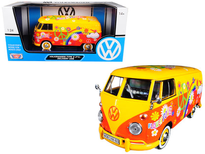 Volkswagen Type 2 (T1) Delivery Van Flower Power 1/24 Diecast Car Model by Motormax-DiecastModeler.com