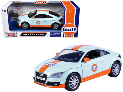Audi TT Coupe "Gulf Oil" Light Blue with Orange Stripes "Gulf Die-Cast Collection" 1/24 Diecast Model Car by Motormax-DiecastModeler.com