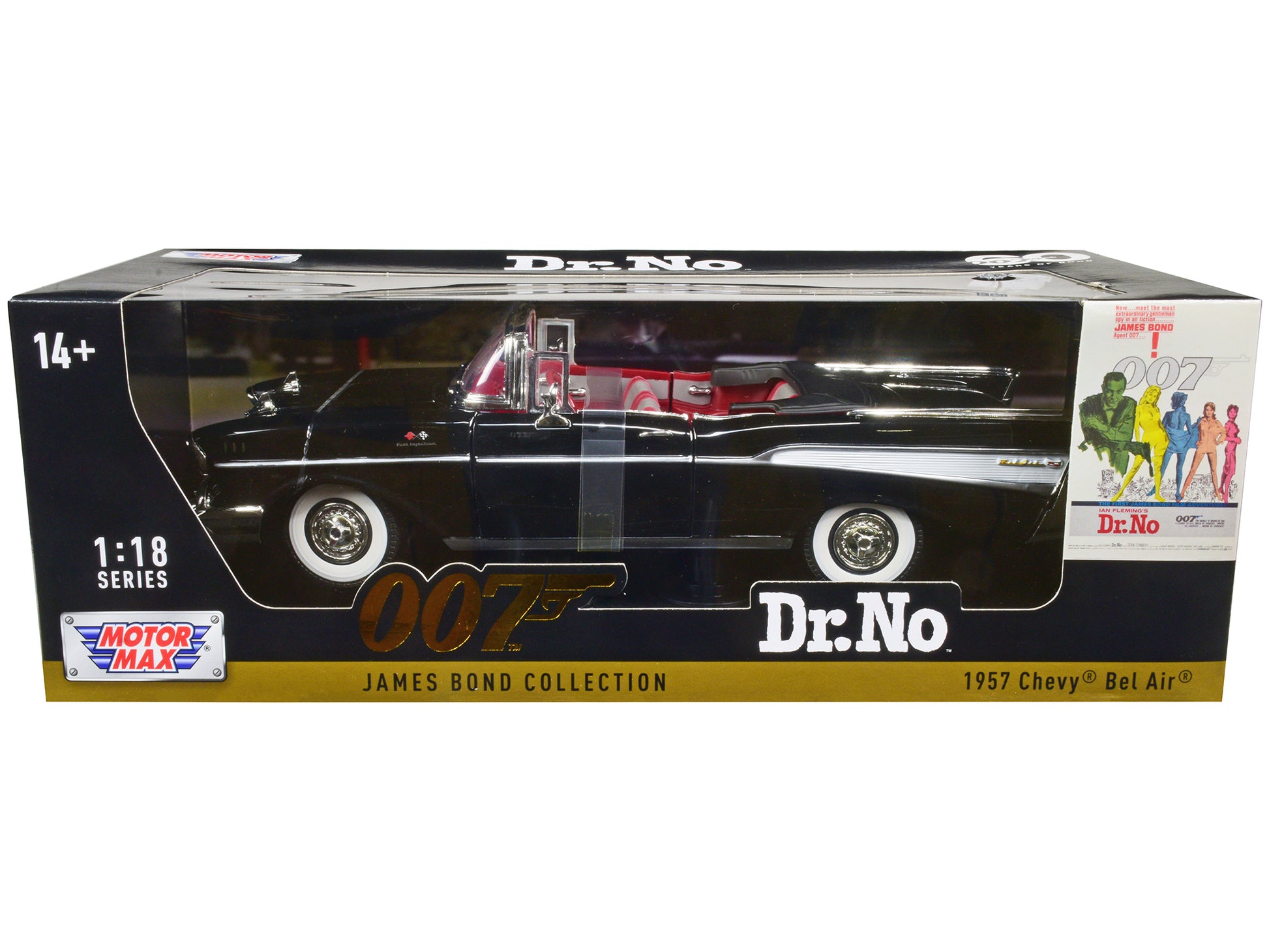 1957 Chevrolet Bel Air Convertible Black James Bond 007 "Dr. No" (1962) Movie 1/18 Diecast Model Car by Motormax-DiecastModeler.com