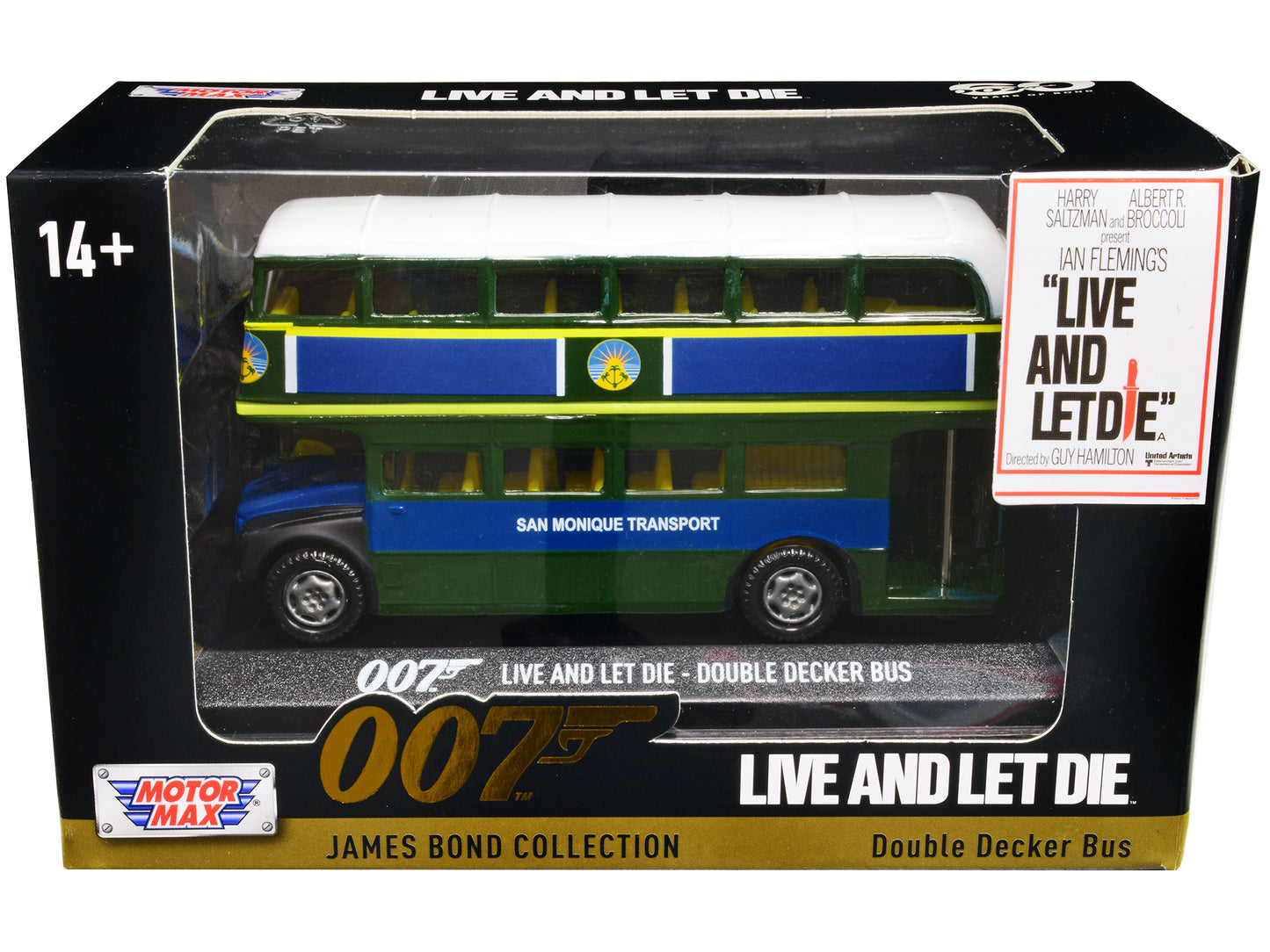 Double Decker Bus "San Monique Transport" James Bond 007 "Live and Let Die" (1973) Movie "James Bond Collection" Series Diecast Model Car by Motormax-DiecastModeler.com