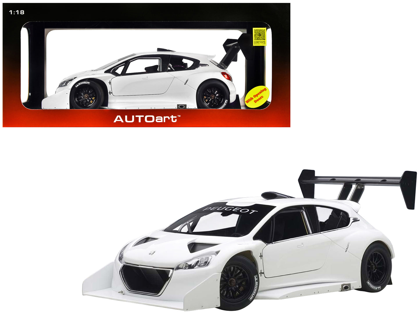 2013 Peugeot 208 T16 Pikes Peak Race Car Plain White Version 1/18 Model Car by Autoart-DiecastModeler.com