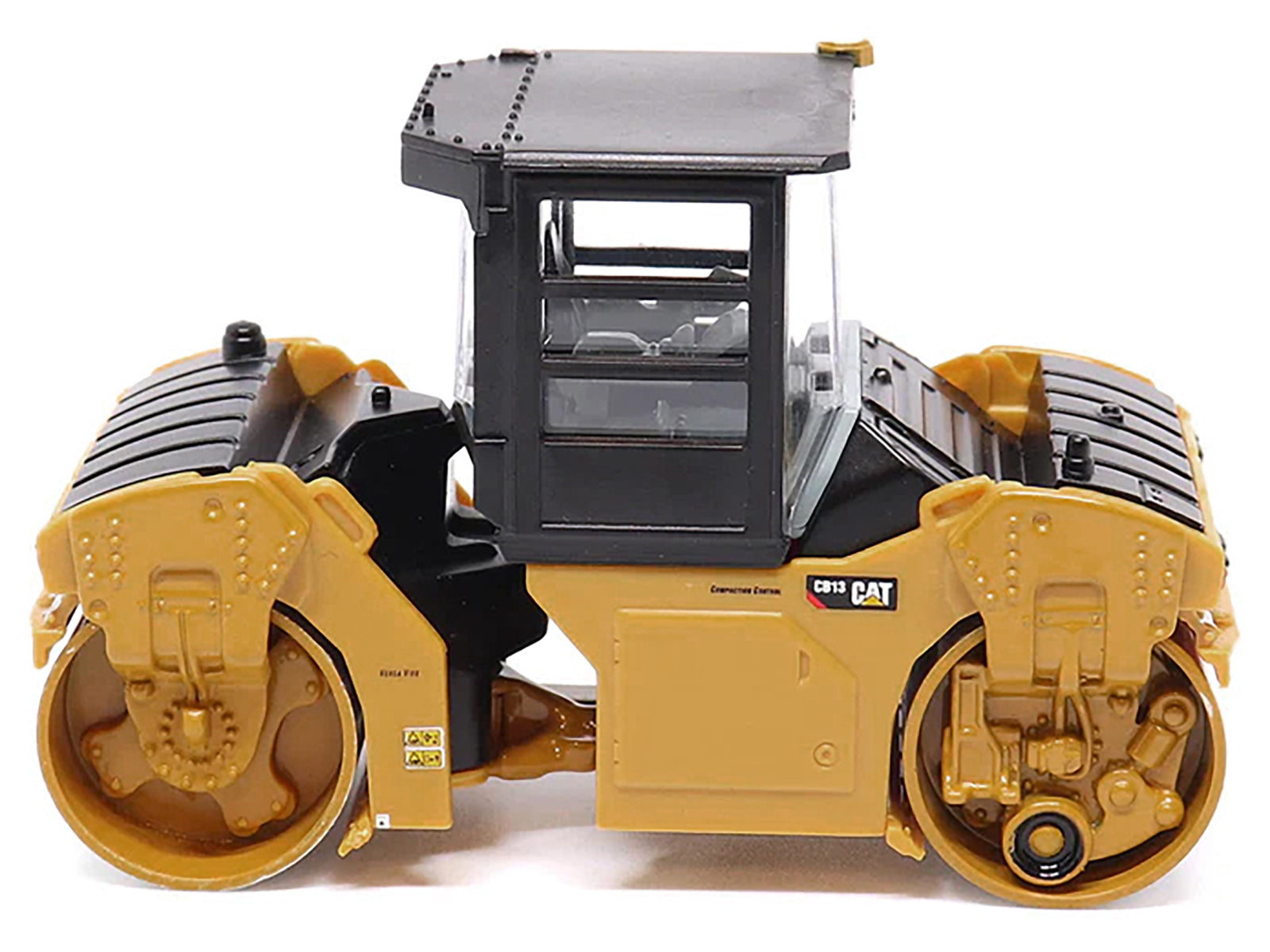 CAT Caterpillar CB-13 Tandem Vibratory Roller with Cab Yellow and Black 1/64 Diecast Model by Diecast Masters-DiecastModeler.com