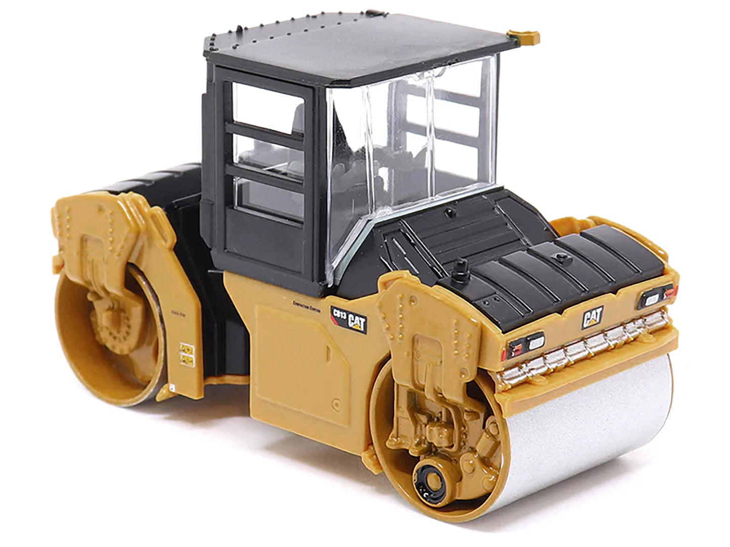 CAT Caterpillar CB-13 Tandem Vibratory Roller with Cab Yellow and Black 1/64 Diecast Model by Diecast Masters-DiecastModeler.com