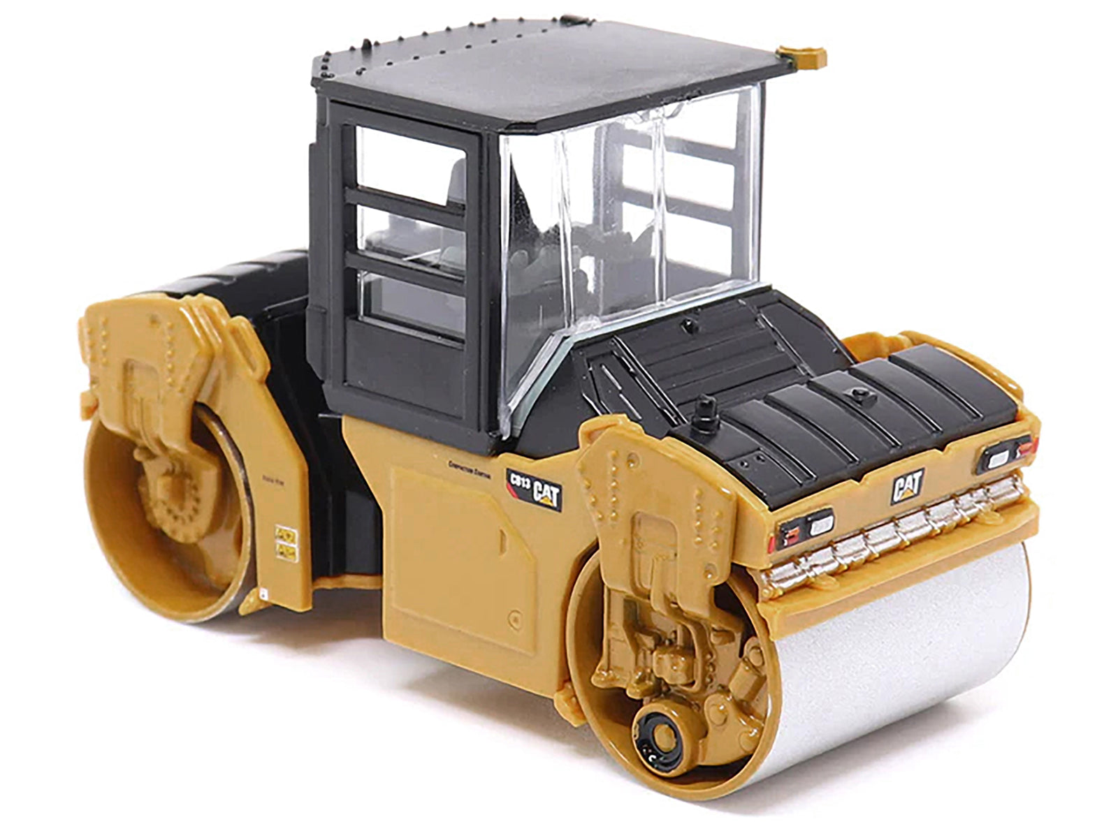 CAT Caterpillar CB-13 Tandem Vibratory Roller with Cab Yellow and Black 1/64 Diecast Model by Diecast Masters-DiecastModeler.com